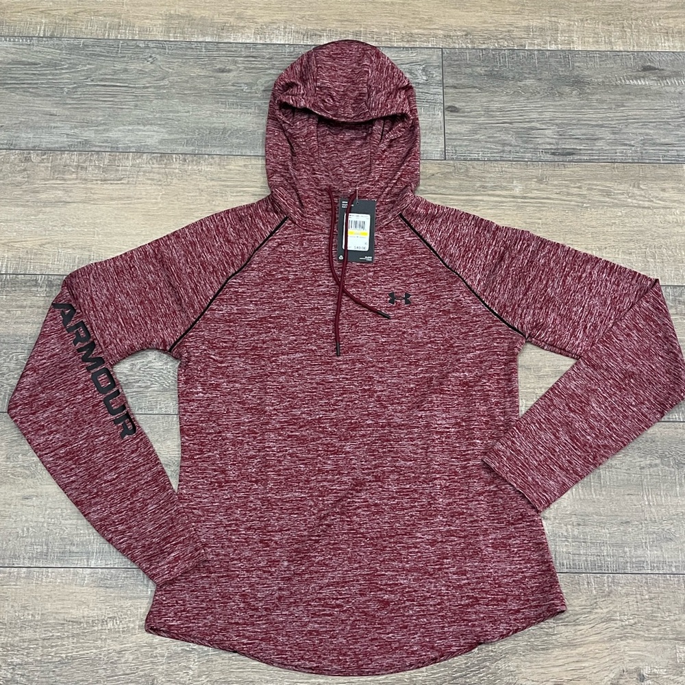 Under Armour Hooded Top New Size Medium Burgundy/Black - Picture 2 of 9